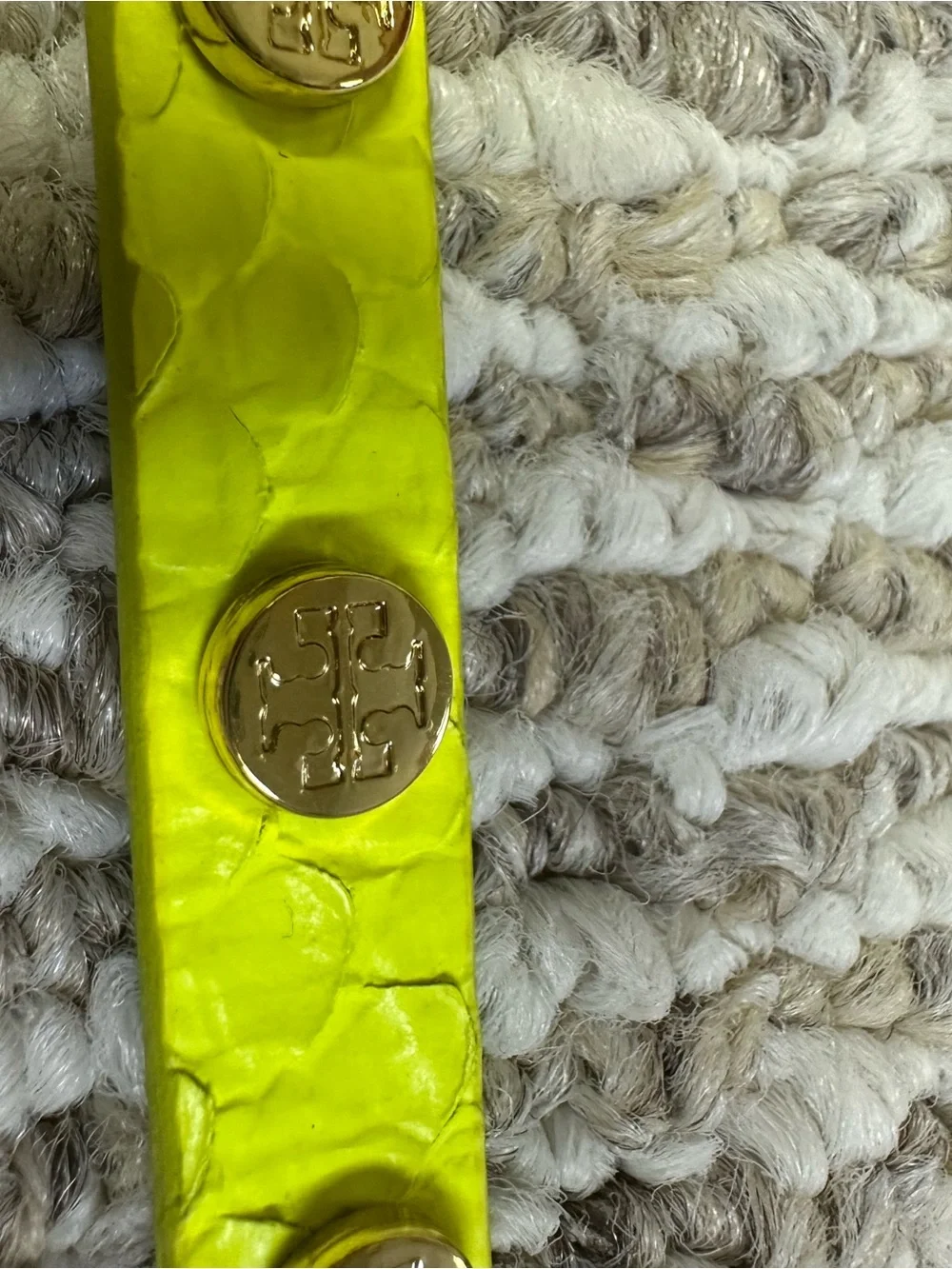 NWOT Tory Burch Snake Skin Double Wrap Bracelet - Neon Yellow